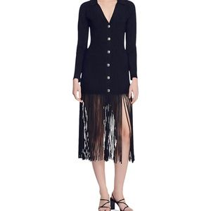 Sandro new with tags Long dress with fringing